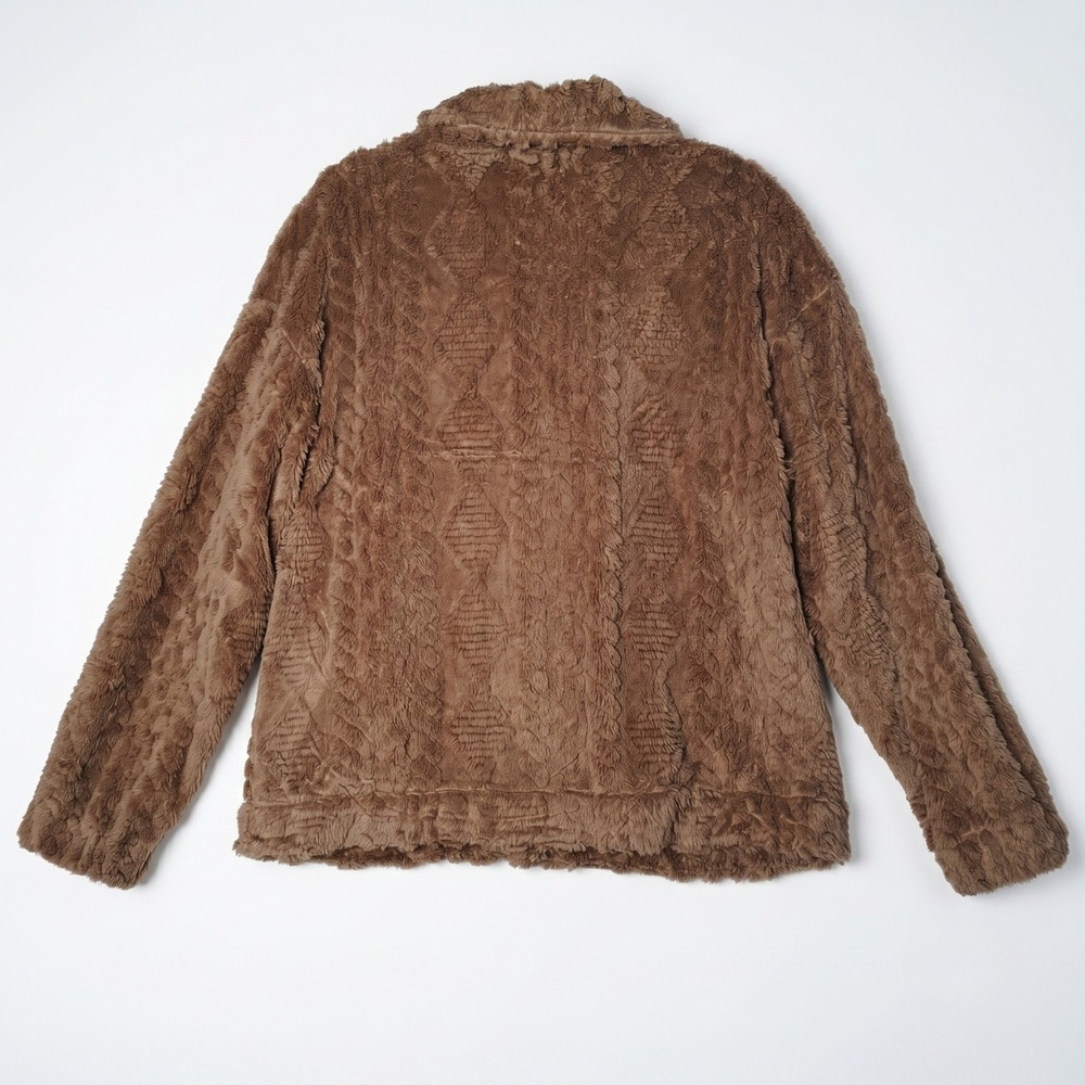 Dokotoo Fleece Jacket Womens Large Brown Faux Fur Shacket Button Up Cozy Warm - Picture 3 of 13